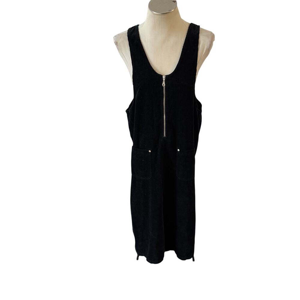 Vtg Y2K 2000s Black Corduroy Jumper Maxi Dress Plus Sz 16W Whimsygoth Academia